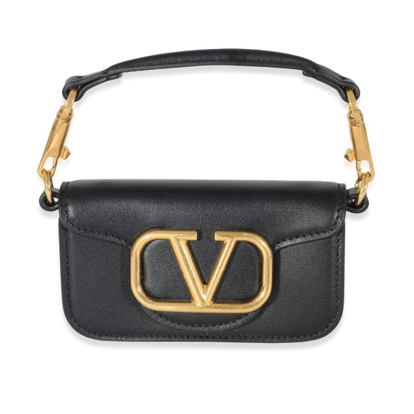 132901 fv Valentino Black Leather Vlogo Mini Locò Bag