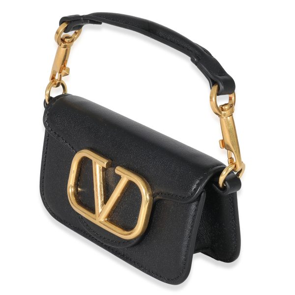 132901 sv Valentino Black Leather Vlogo Mini Locò Bag