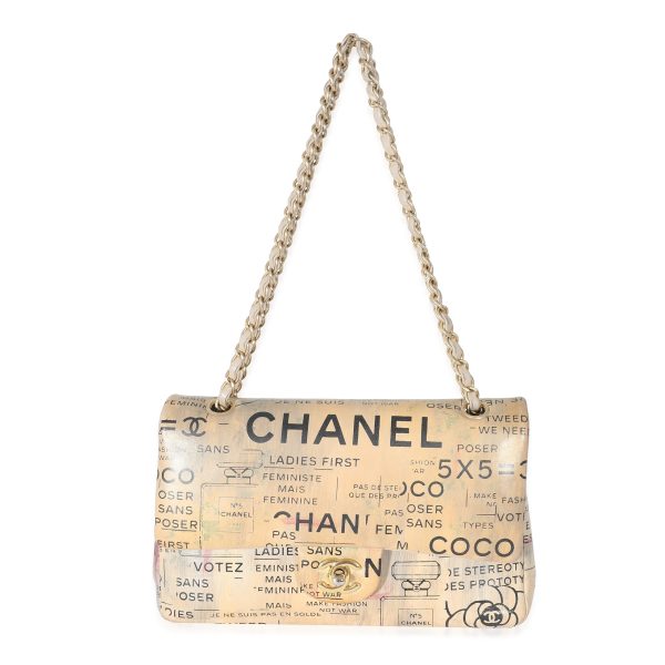 132953 bv Chanel Limited Edition Graffiti Newspaper Print Medium Double Flap Bag