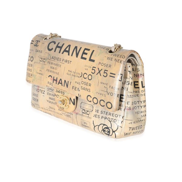 132953 sv Chanel Limited Edition Graffiti Newspaper Print Medium Double Flap Bag