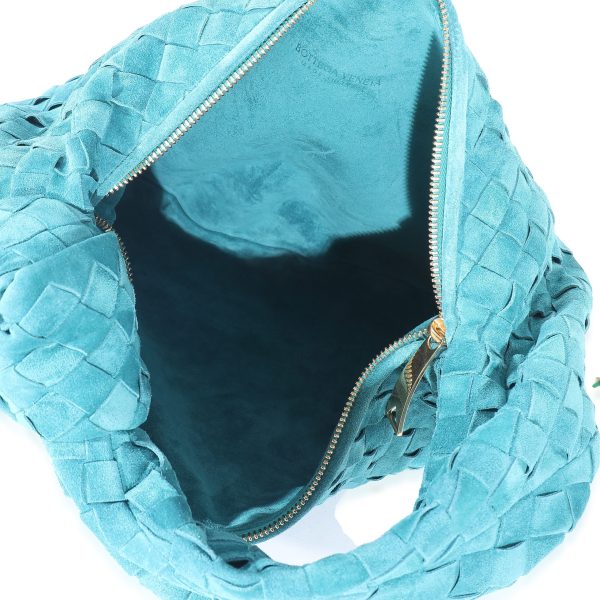 133079 bv Bottega Veneta Teal Suede Intrecciato Teen Jodie