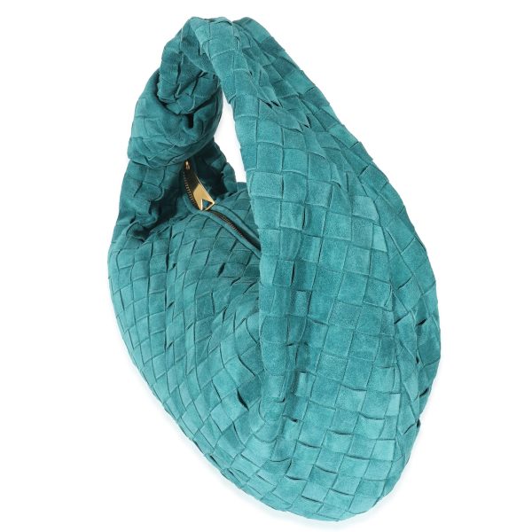 133079 pv Bottega Veneta Teal Suede Intrecciato Teen Jodie