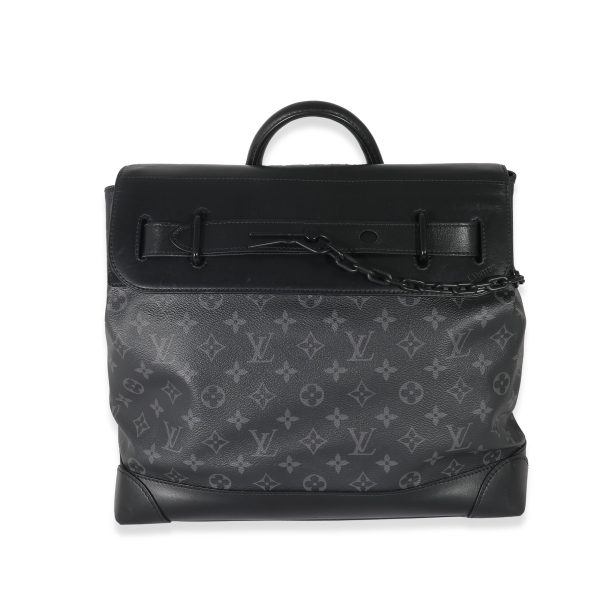 133130 fv Louis Vuitton Black Taurillon Monogram Eclipse Steamer PM