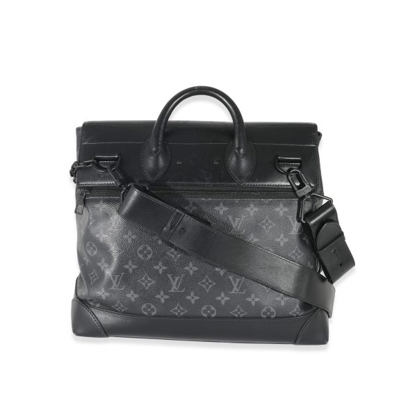 133130 stamp Louis Vuitton Black Taurillon Monogram Eclipse Steamer PM