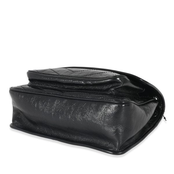 133181 box Saint Laurent Black Crinkled Calfskin Medium Niki Bag