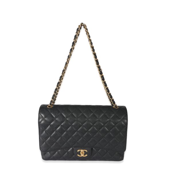 133186 bv Chanel Black Caviar Maxi Double Flap Bag