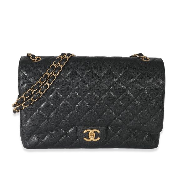 133186 fv Chanel Black Caviar Maxi Double Flap Bag