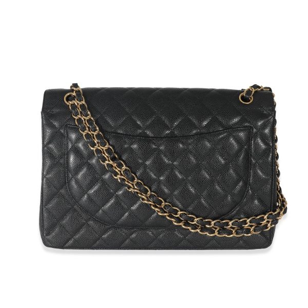 133186 pv Chanel Black Caviar Maxi Double Flap Bag