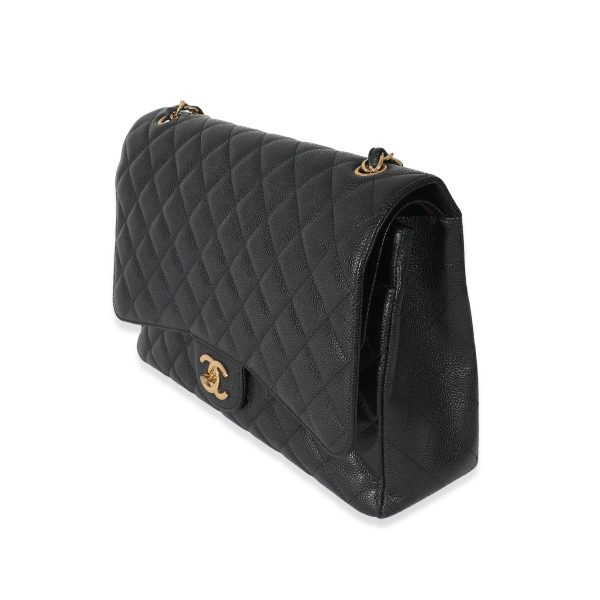 133186 sv Chanel Black Caviar Maxi Double Flap Bag