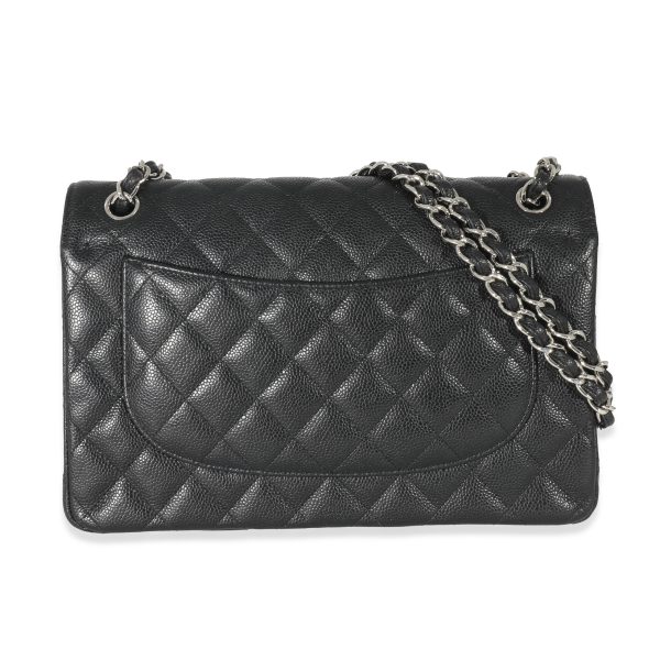 133219 pv Chanel Black Quilted Caviar Jumbo Double Flap Bag