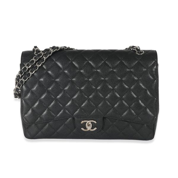 133321 fv Chanel Black Quilted Caviar Maxi Double Flap Bag