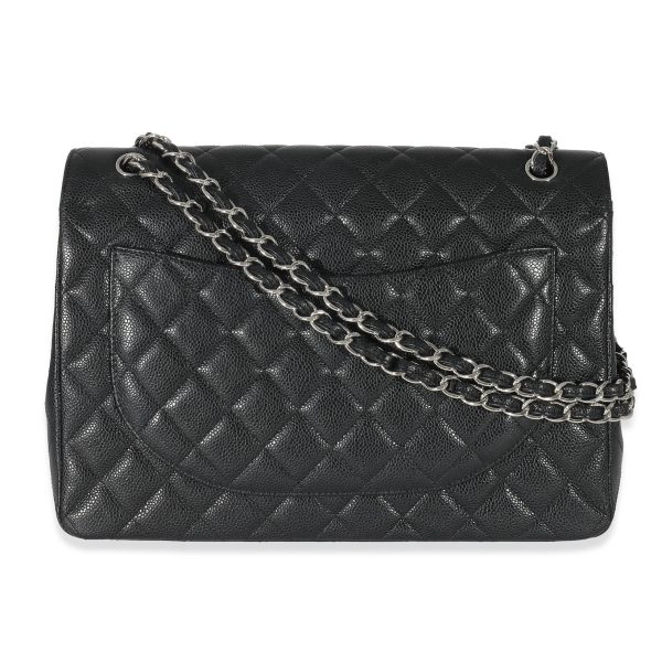 133321 pv Chanel Black Quilted Caviar Maxi Double Flap Bag