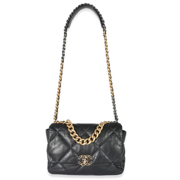 133402 bv Chanel Black Shiny Lambskin Chanel 19 Flap Bag