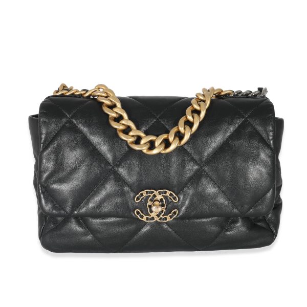 133402 fv Chanel Black Shiny Lambskin Chanel 19 Flap Bag