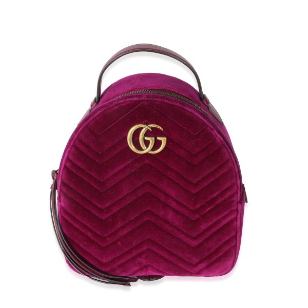 133497 fv Gucci Purple Matelasse Velvet Marmont Backpack