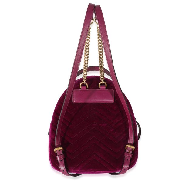 133497 pv Gucci Purple Matelasse Velvet Marmont Backpack