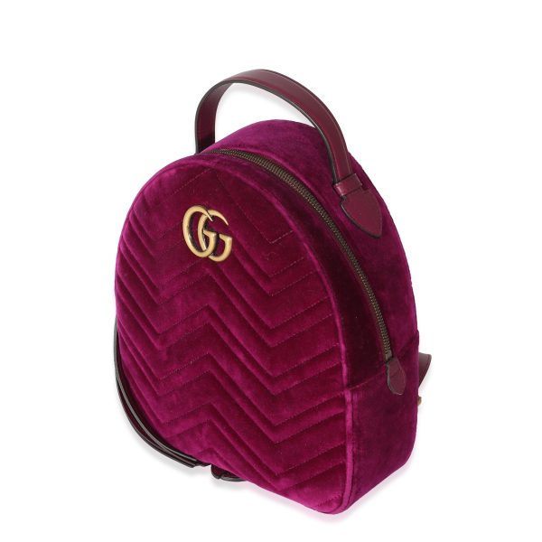 133497 sv Gucci Purple Matelasse Velvet Marmont Backpack