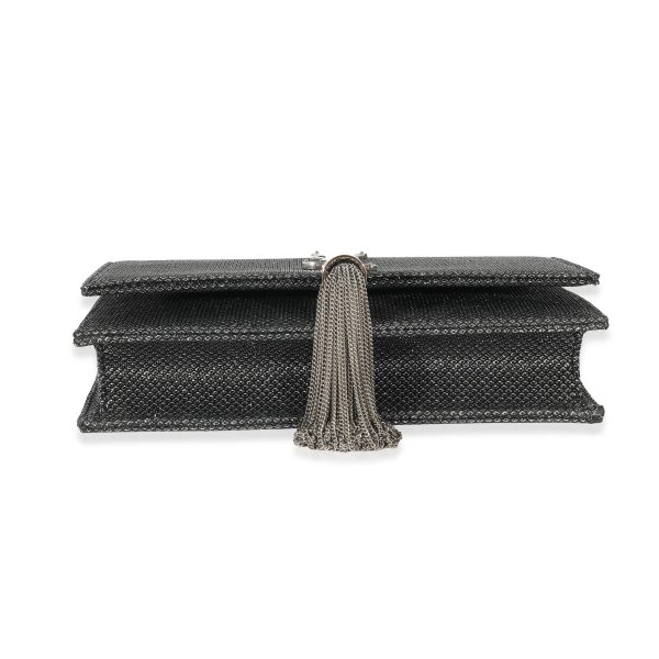 133608 box Saint Laurent Silver Embossed Kate Tassel Chain Wallet