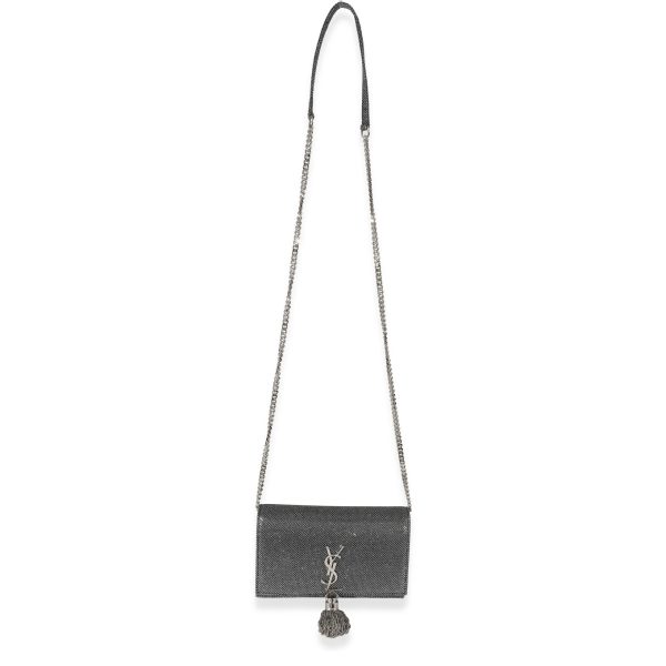 133608 bv Saint Laurent Silver Embossed Kate Tassel Chain Wallet