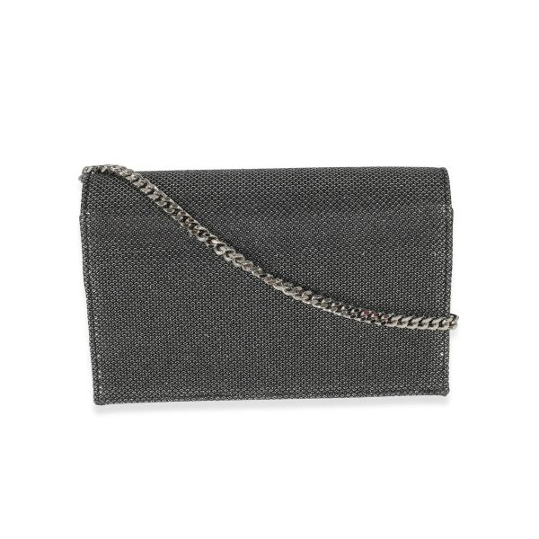 133608 pv Saint Laurent Silver Embossed Kate Tassel Chain Wallet