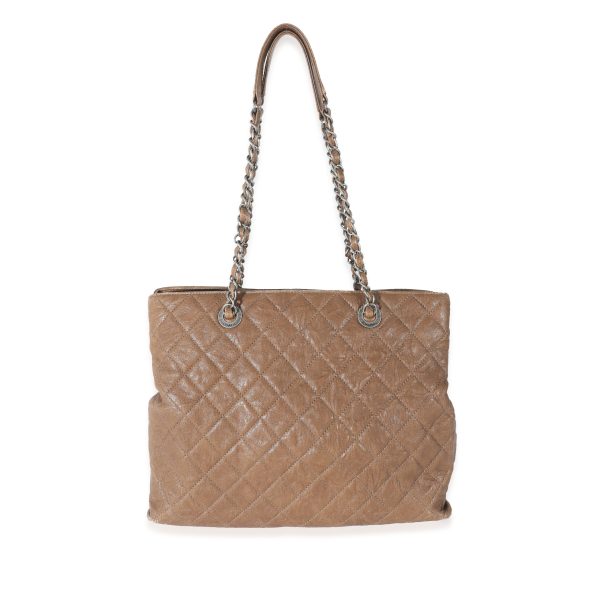 133659 pv Chanel Brown Quilted Crumpled Calfskin CC Tote