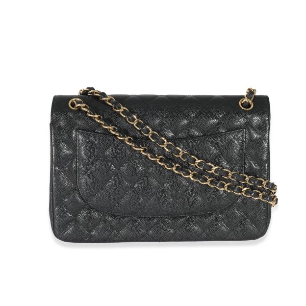 133758 pv Chanel Black Quilted Caviar Jumbo Double Flap Bag