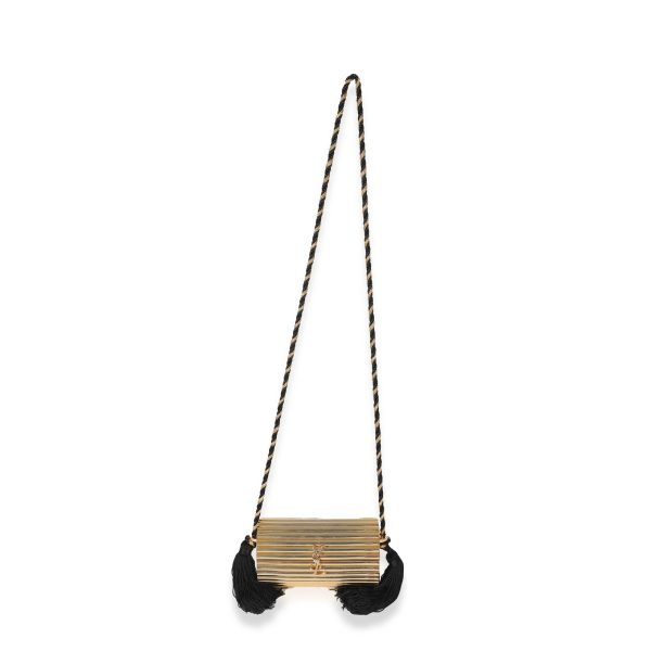 133835 bv Yves Saint Laurent Gold Metal Minaudiere Tassel Clutch