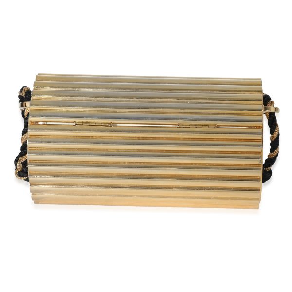 133835 pv Yves Saint Laurent Gold Metal Minaudiere Tassel Clutch