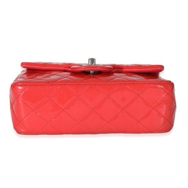 133884 box Chanel Red Quilted Patent Mini Rectangular Classic Single Flap Bag