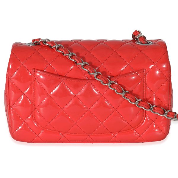 133884 pv Chanel Red Quilted Patent Mini Rectangular Classic Single Flap Bag