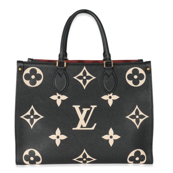 133902 fv Louis Vuitton Black Beige Monogram Giant Empreinte Onthego MM