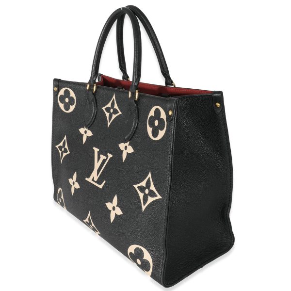 133902 sv Louis Vuitton Black Beige Monogram Giant Empreinte Onthego MM