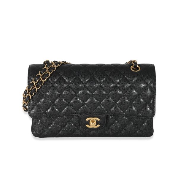 134003 fv Chanel Black Caviar Medium Classic Double Flap Bag