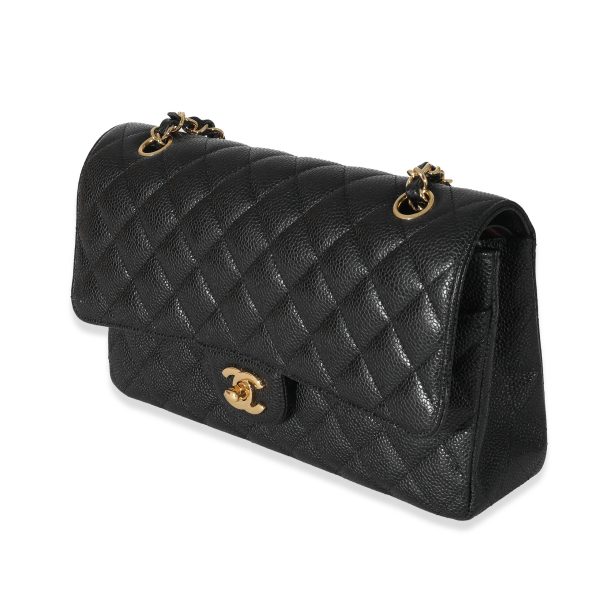 134003 sv Chanel Black Caviar Medium Classic Double Flap Bag