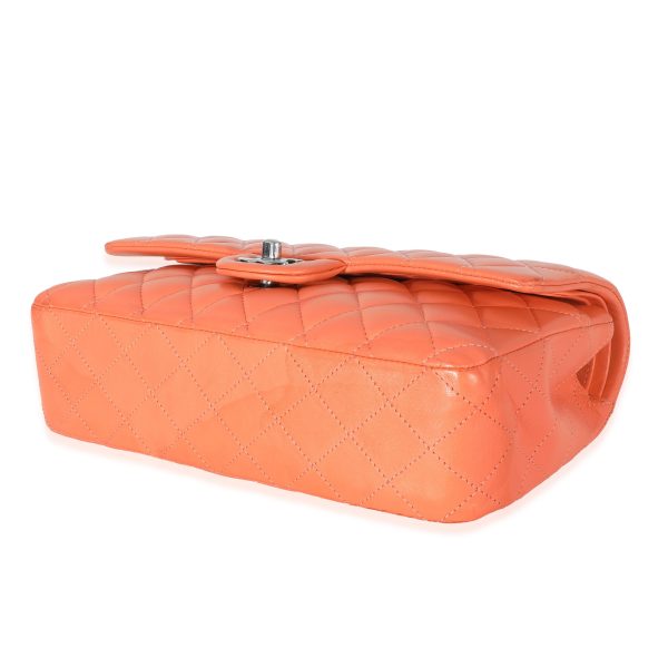 134010 box Chanel Orange Quilted Lambskin Medium Classic Double Flap Bag