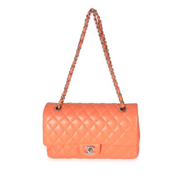 134010 bv Chanel Orange Quilted Lambskin Medium Classic Double Flap Bag