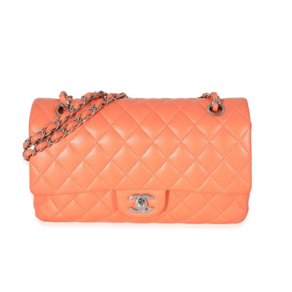 134010 fv Chanel Orange Quilted Lambskin Medium Classic Double Flap Bag