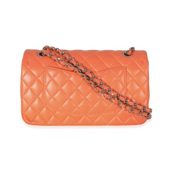 134010 pv Chanel Orange Quilted Lambskin Medium Classic Double Flap Bag