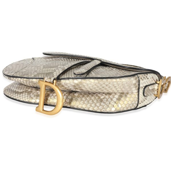 134013 box Christian Dior Gold Metallic Python Saddle Bag