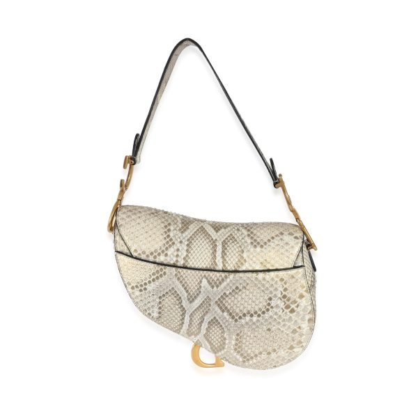 134013 pv Christian Dior Gold Metallic Python Saddle Bag