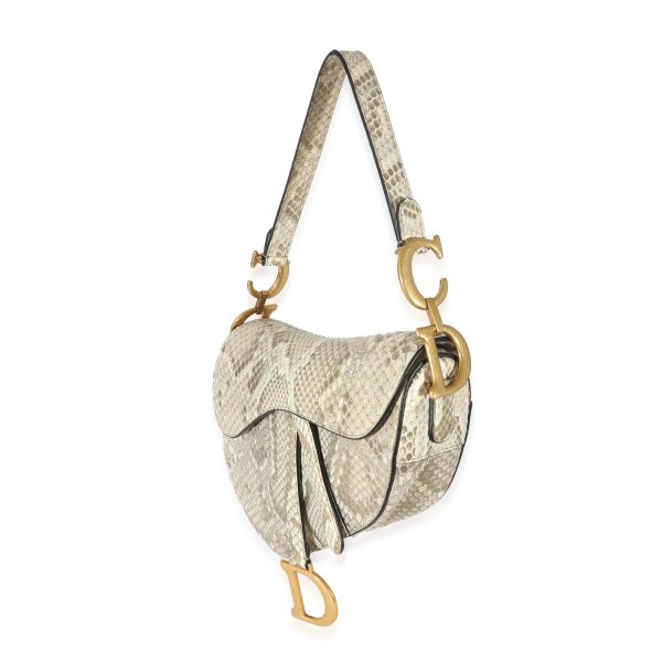 134013 sv Christian Dior Gold Metallic Python Saddle Bag