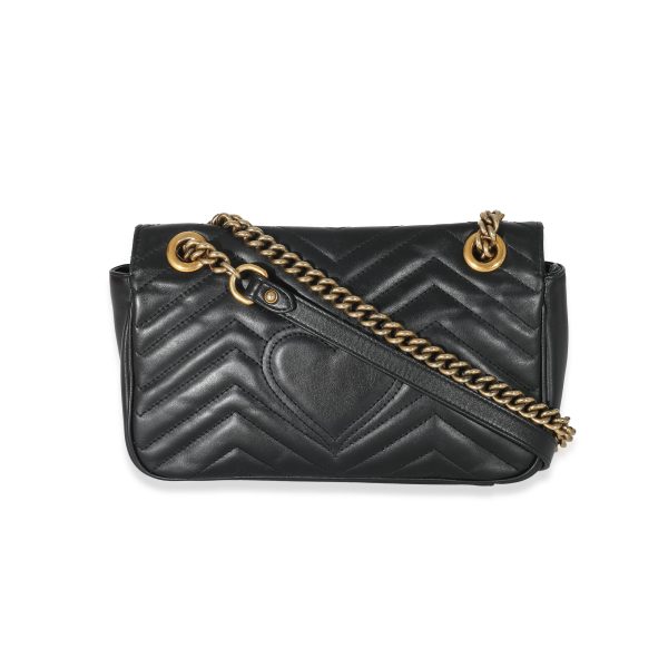 134022 pv Gucci Black Chevron Matelassé Leather Small GG Marmont Shoulder Bag