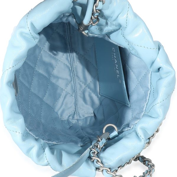 134033 box Chanel Light Blue Shiny Quilted Calfskin Mini 22