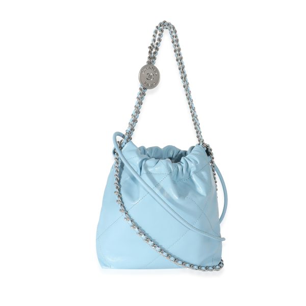 134033 pv Chanel Light Blue Shiny Quilted Calfskin Mini 22