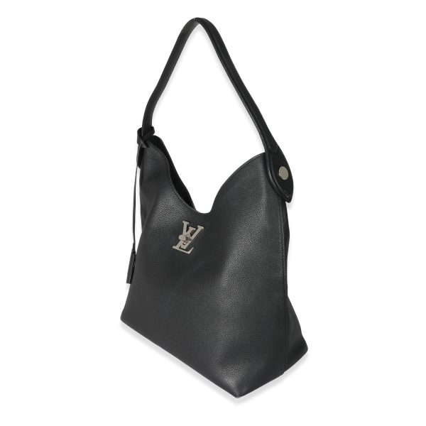 134035 sv Louis Vuitton Black Calfskin Lockme Hobo