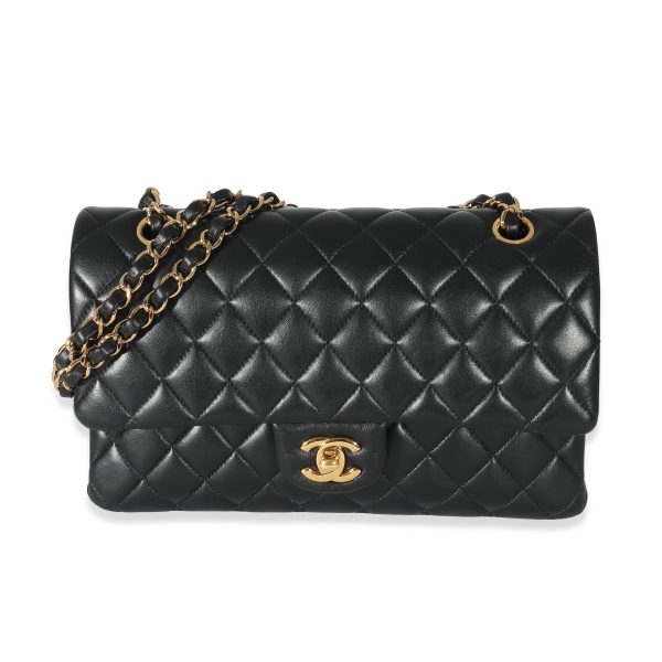 134176 fv Chanel Black Quilted Lambskin Medium Classic Double Flap Bag