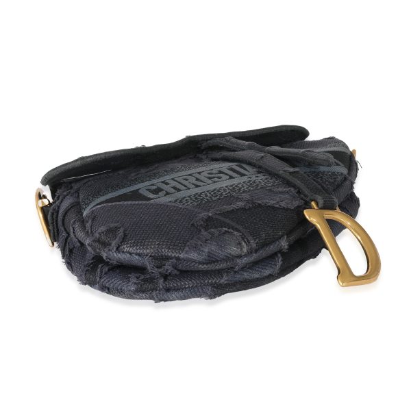 134285 box Christian Dior Navy Embroidered Camouflage Canvas Saddle Bag