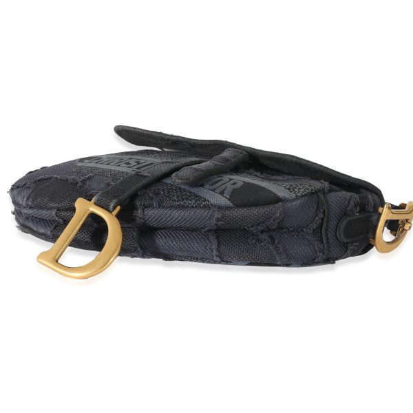 134285 stamp Christian Dior Navy Embroidered Camouflage Canvas Saddle Bag