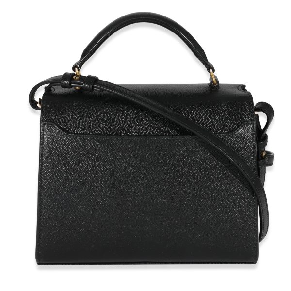 134399 stamp Saint Laurent Black Grain De Poudre Cassandra Mini Top Handle