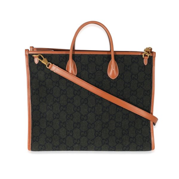 134431 bv Gucci Khaki GG Felt Large Script Logo Tote